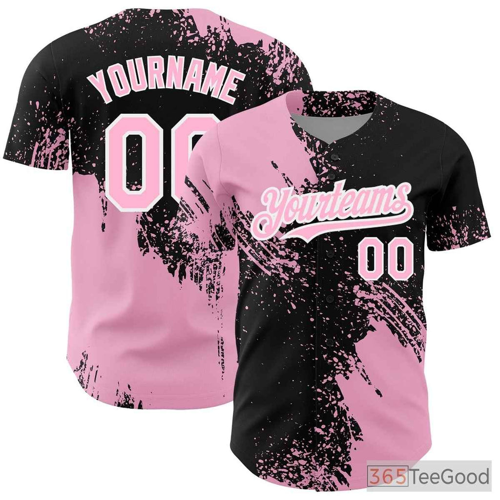 Black & Pink Baseball Jersey Tee for Adults - Stitched Player & Team Customization