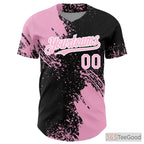 Black & Pink Baseball Jersey Tee for Adults - Stitched Player & Team Customization