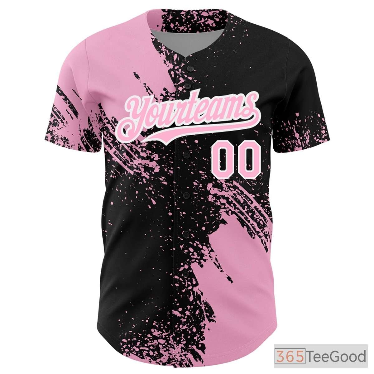 Black & Pink Baseball Jersey Tee for Adults - Stitched Player & Team Customization