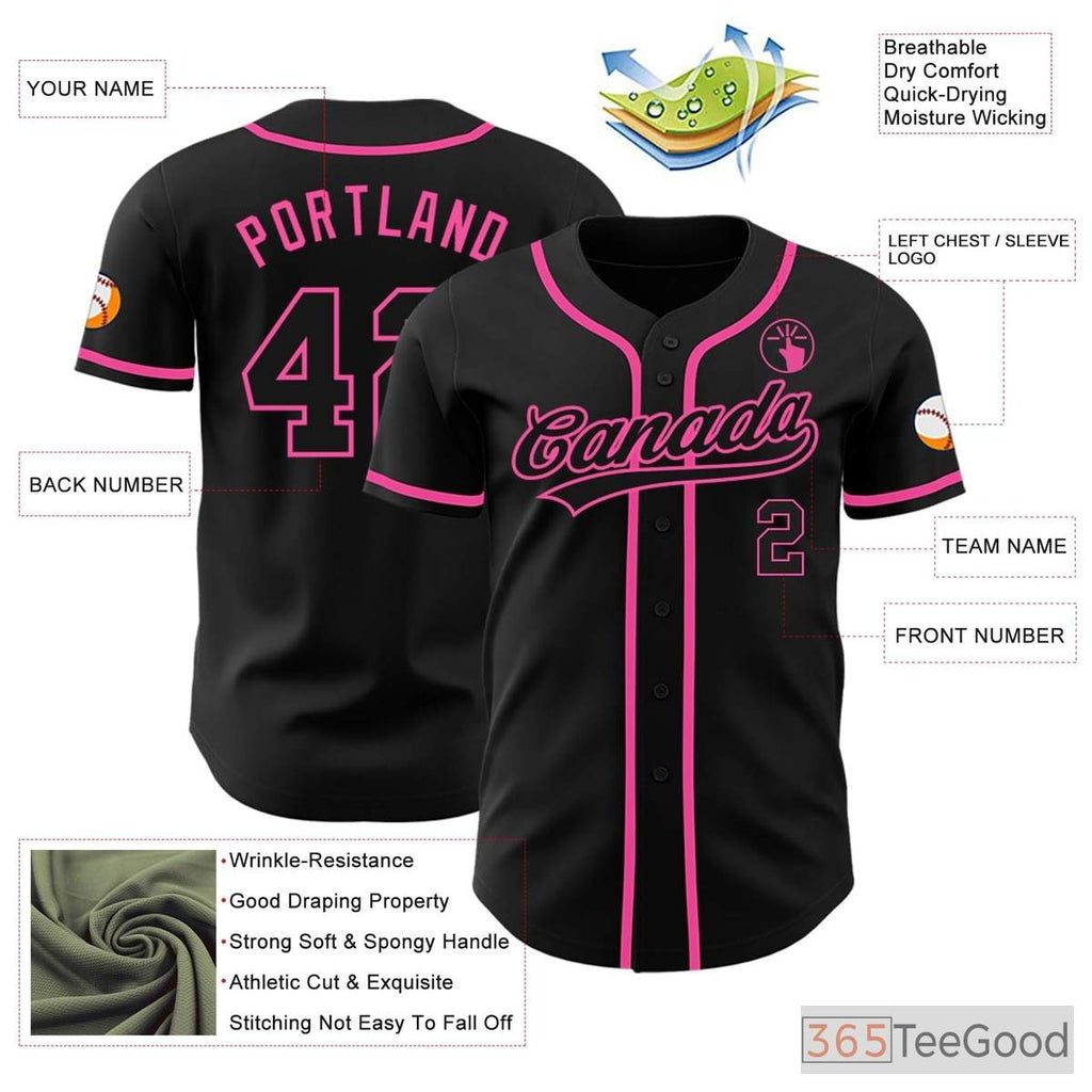 Black & Pink Baseball Jersey Tee for Men & Women - Your Base for Custom Team & Fan Apparel