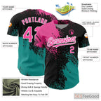 Black & Pink Baseball Jersey Tee - Custom Stitched Name & Number Details