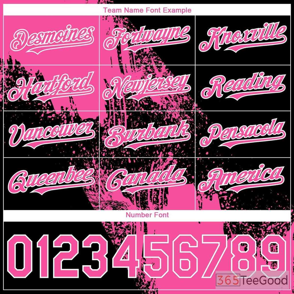 Black & Pink Baseball Jersey Tee - Personalized with Custom Stitched Name & Number
