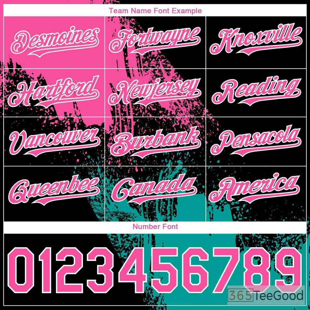 Black & Pink Baseball Jersey Tee - Custom Stitched Name & Number Details