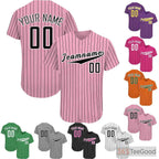 Black & Pink Striped Baseball Jersey Tee for Men & Women - Design Your Own Text