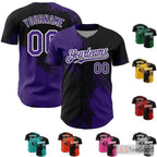 Black & Purple Baseball Jersey Tee - Custom Stitched Player Name, Number & Team Logo