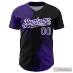 Black & Purple Baseball Jersey Tee - Custom Stitched Player Name, Number & Team Logo