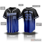 Black & Purple Baseball Jersey Tee for Men & Women - Customizable Player Details