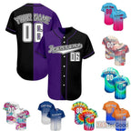 Black & Purple Custom Baseball Jersey Tee Personalized Unisex Sports Fan Name Shirt