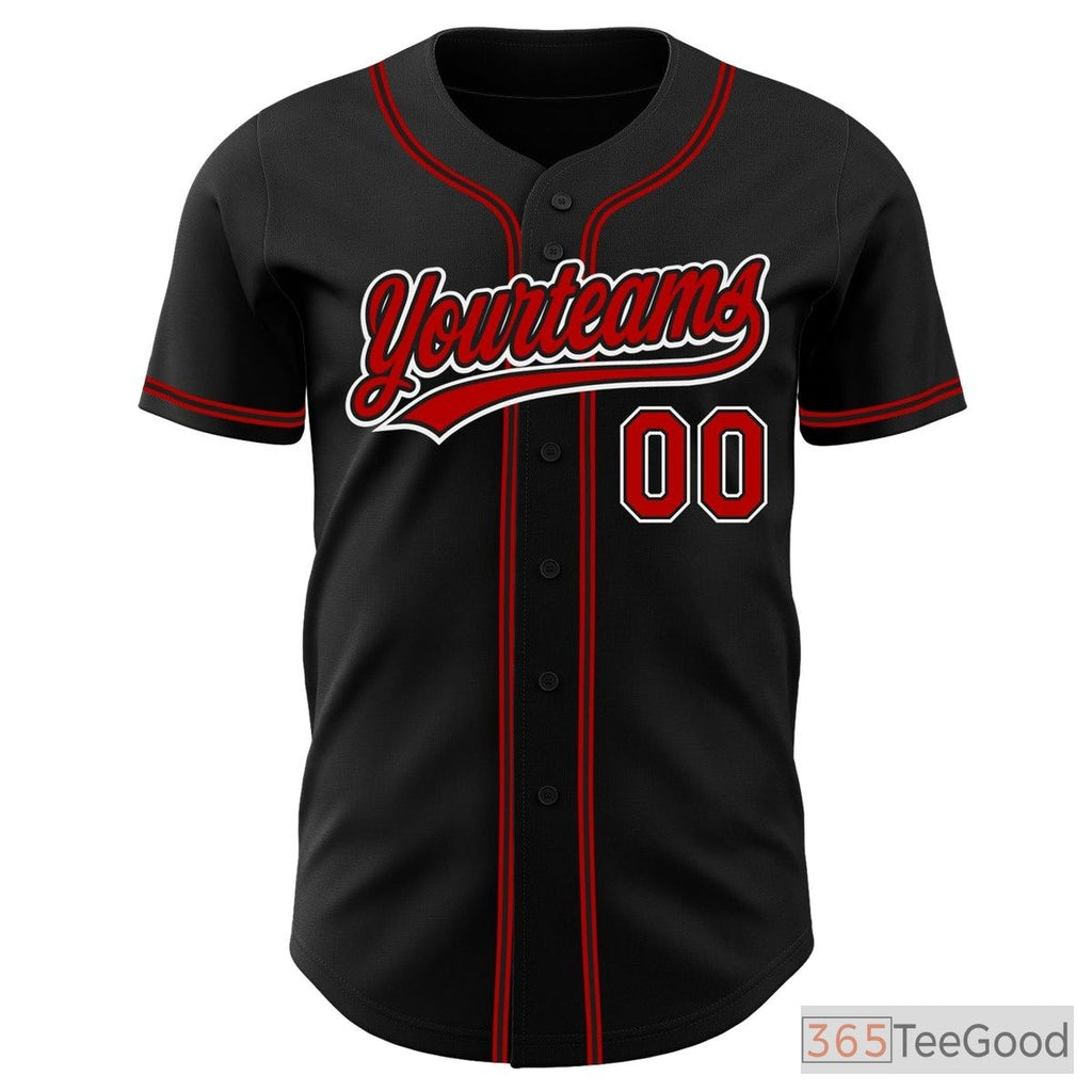 Black & Red Baseball Jersey Tee for Men & Women - Design Your Custom Look