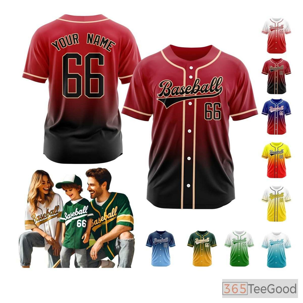 Black & Red Baseball Jersey Tee for Men & Women - Design Your Own Stitched & Printed Look