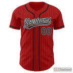 Black & Red Baseball Jersey Tee for Men & Women - Your Personalized Team & Fan Base