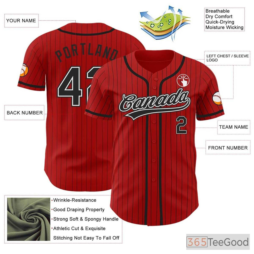 Black & Red Baseball Jersey Tee for Men & Women - Your Personalized Team & Fan Base