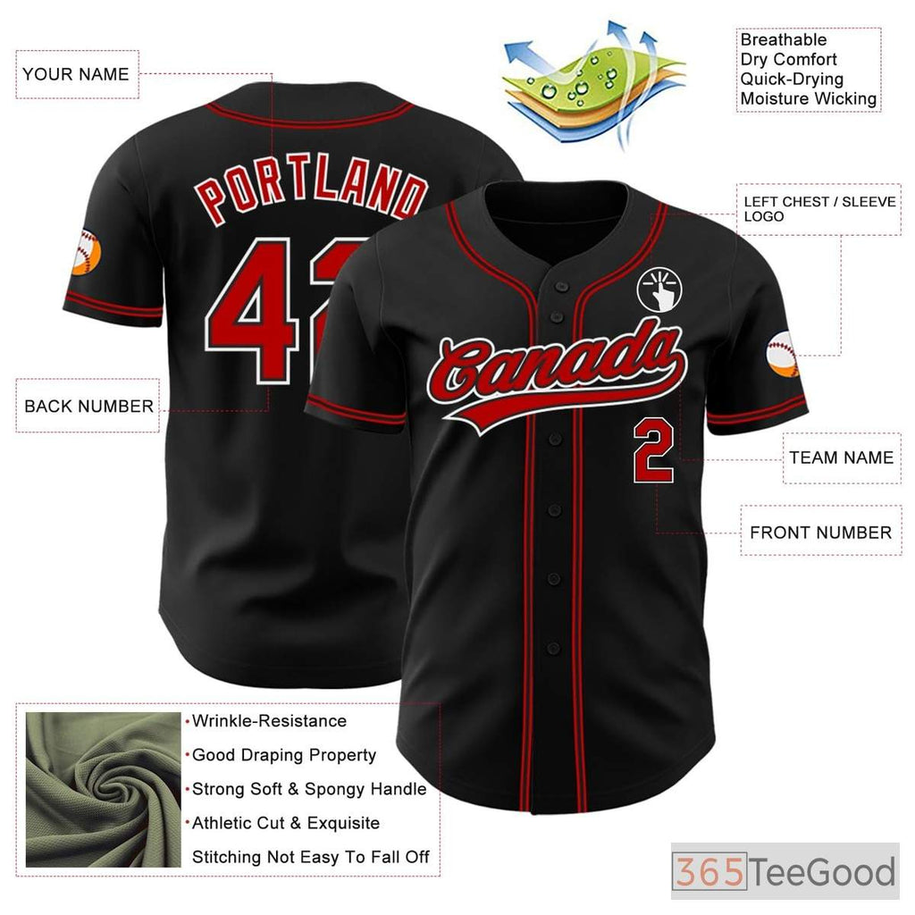 Black & Red Baseball Jersey Tee for Men & Women - Design Your Custom Look