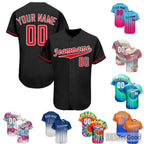 Black & Red Custom Baseball Jersey Button Down Personalized Unisex Team Sports Tee