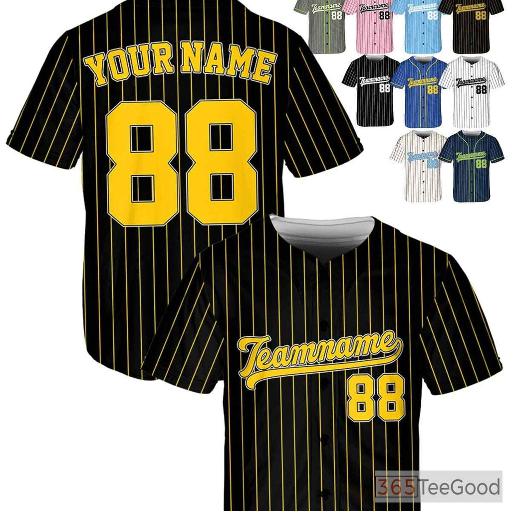 Black & Yellow Baseball Jersey Tee - Customizable with Your Name & Number for Men & Women