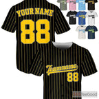 Black & Yellow Baseball Jersey Tee - Customizable with Your Name & Number for Men & Women