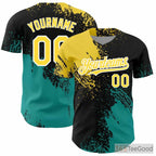 Black & Yellow Baseball Jersey Tee - Personalized with Stitched Name & Number