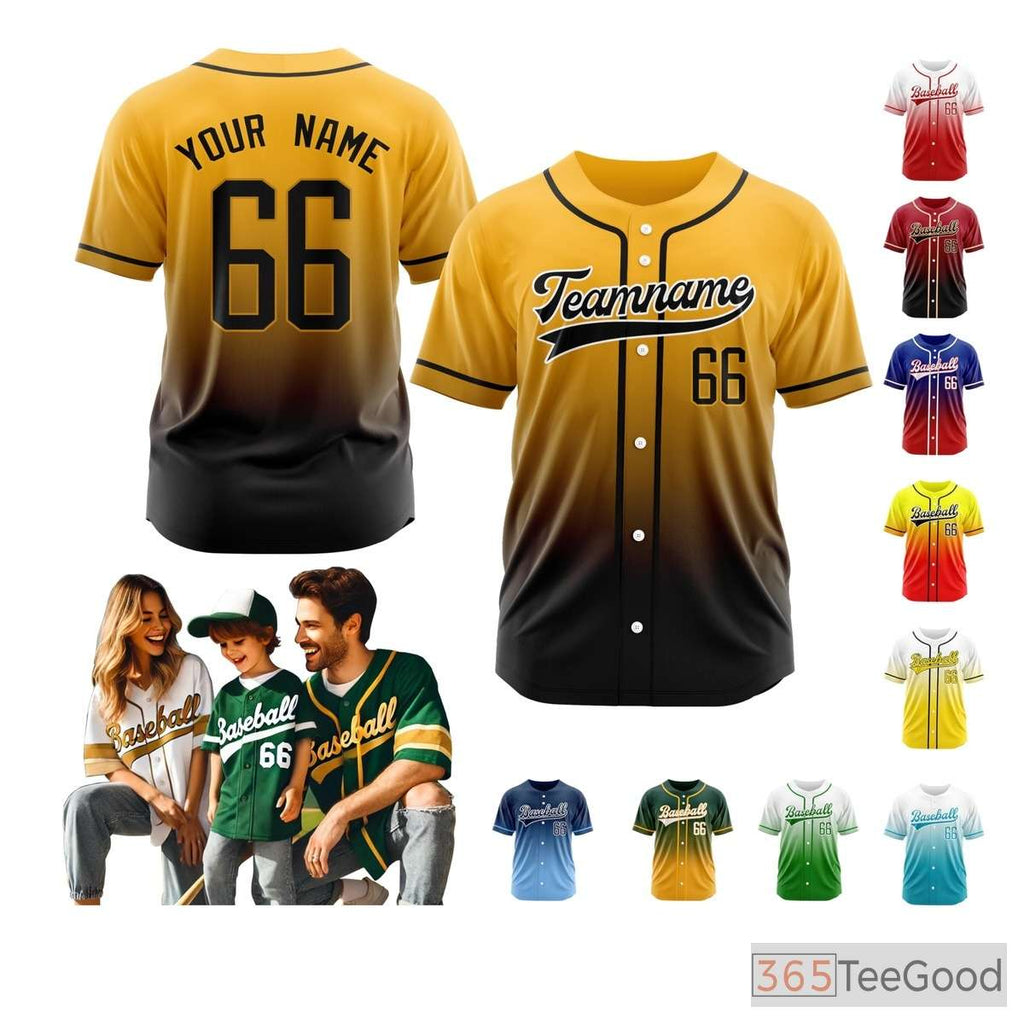 Black & Yellow Baseball Jersey for Men & Women - Personalized Team & Player Details