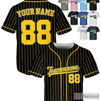 Black & Yellow Baseball Jersey Tee - Personalized with Your Custom Stitched Name, Number & Logo