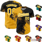 Black & Yellow Baseball Jersey Tee with Custom Stitched Name and Number Details
