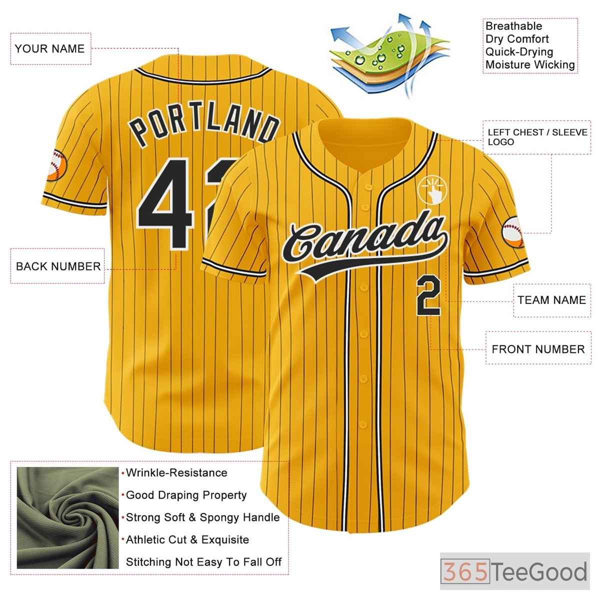 Black & Yellow Baseball Jersey Tee for Men & Women - Craft Your Custom Design