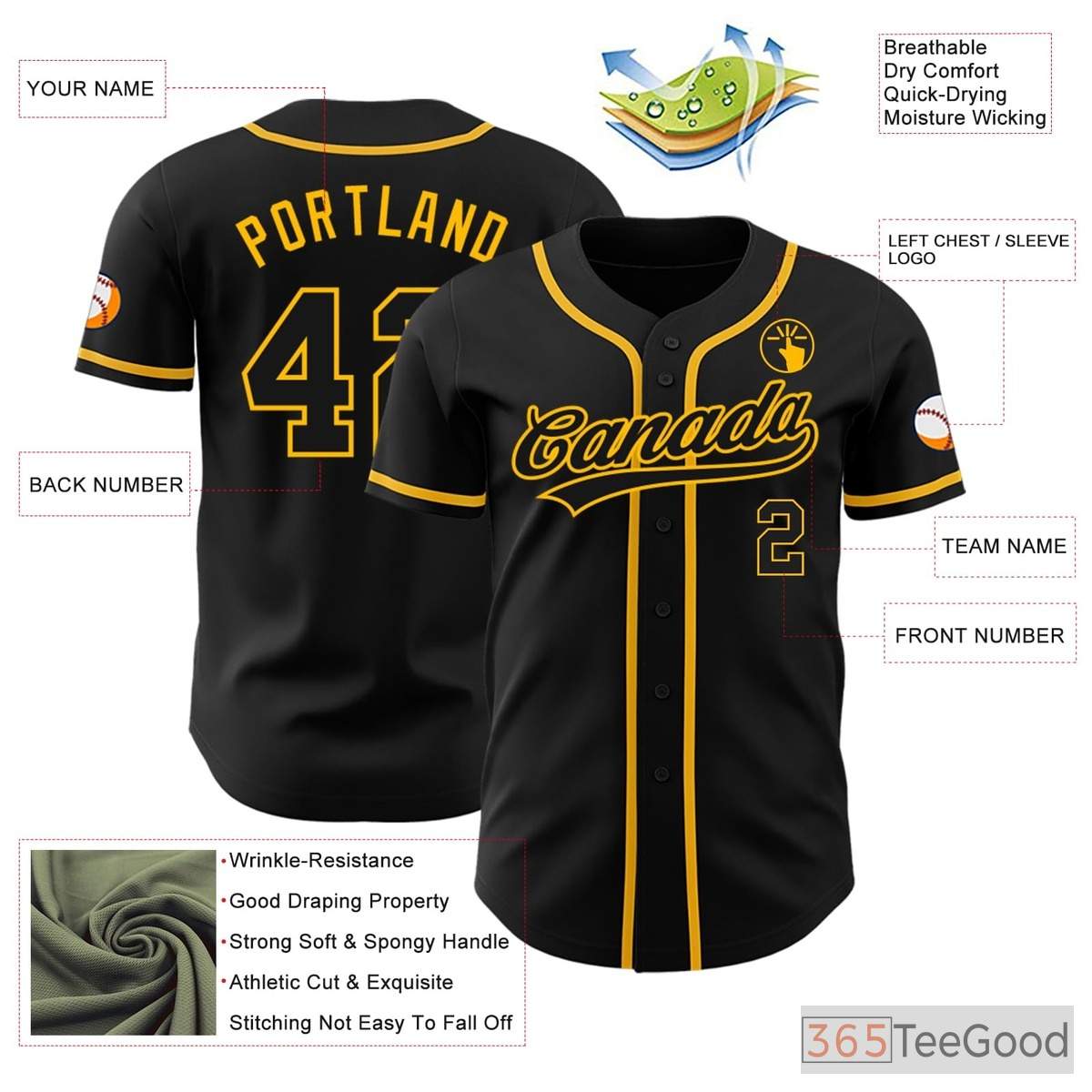 Black & Yellow Baseball Jersey Tee for Men & Women - Your Foundation for Custom Style