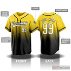 Black & Yellow Baseball Jersey Tee for Men & Women - Personalize Your Name & Number