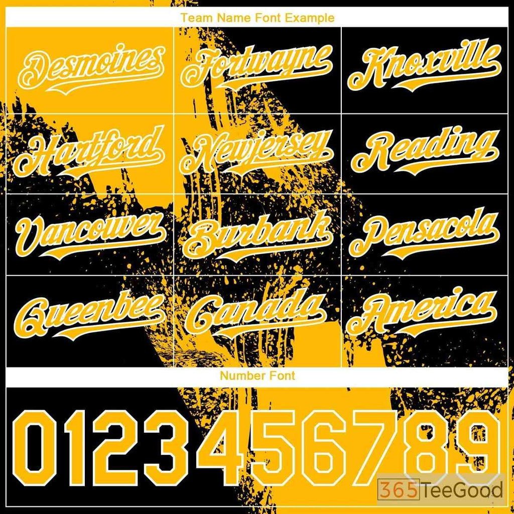 Black & Yellow Baseball Jersey Tee with Custom Stitched Name and Number Details