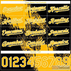Black & Yellow Baseball Jersey Tee with Custom Stitched Name and Number Details