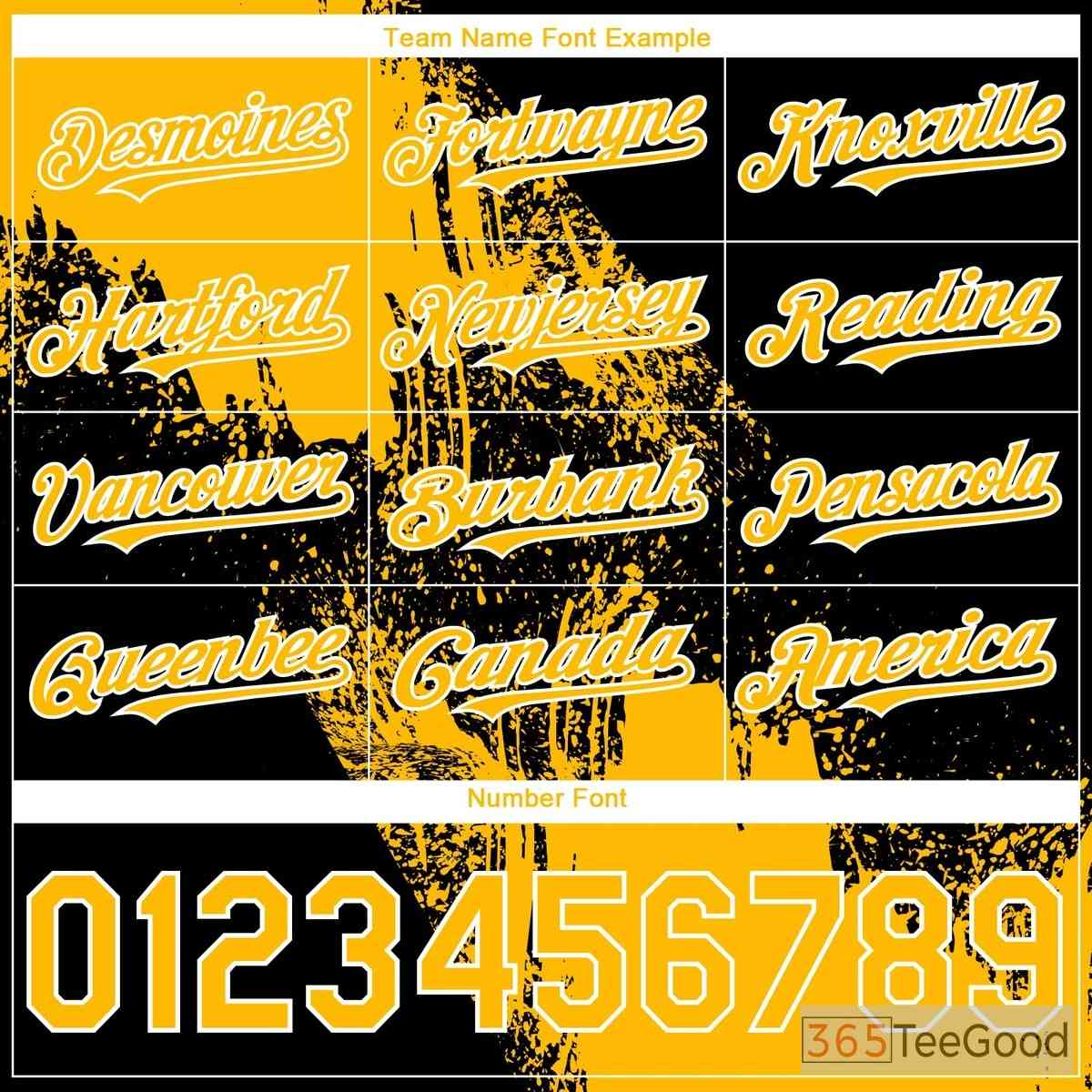 Black & Yellow Baseball Jersey Tee with Custom Stitched Name and Number Details