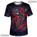 Black Geometric Graphic Design 3D Printed Casual Crewneck Unisex T-Shirt Youthful