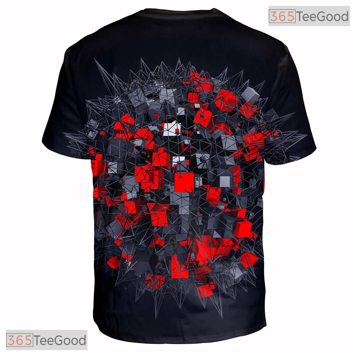 Black Geometric Graphic Design 3D Printed Casual Crewneck Unisex T-Shirt Youthful