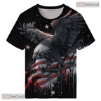 Patriotic American Eagle Black USA Flag 3D Printed Unisex Short Sleeve T-Shirt