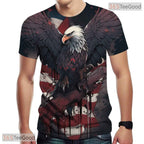 Classic Black American Flag Eagle 3D Print Novelty Short Sleeve Unisex Shirt