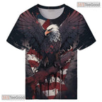 Classic Black American Flag Eagle 3D Print Novelty Short Sleeve Unisex Shirt