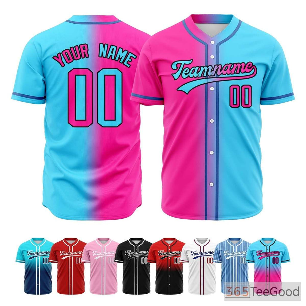 Blue and Pink Baseball Jersey Tee for Men & Women - A vibrant choice for everyday comfort