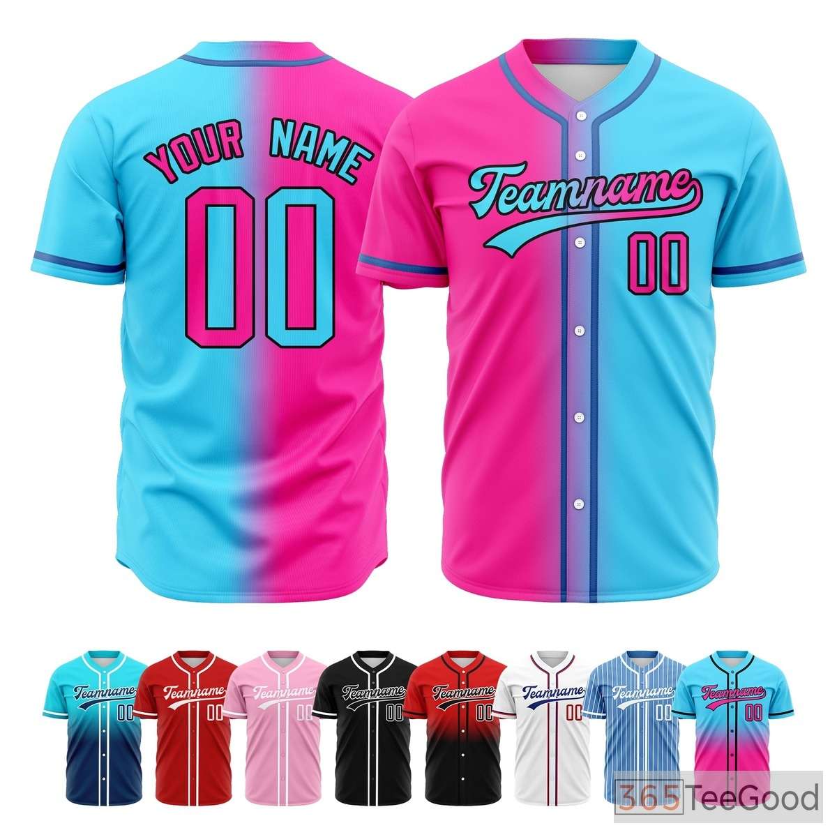 Blue and Pink Baseball Jersey Tee for Men & Women - A vibrant choice for everyday comfort