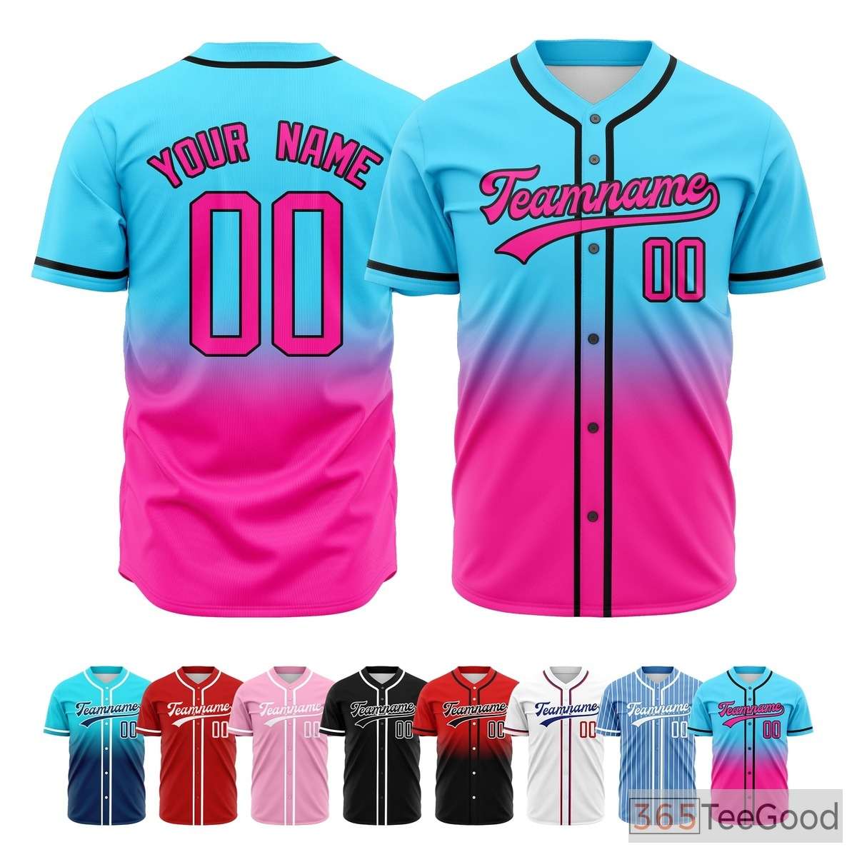 Blue and Pink Baseball Jersey Tee for Men & Women - A cheerful blend for comfortable everyday style