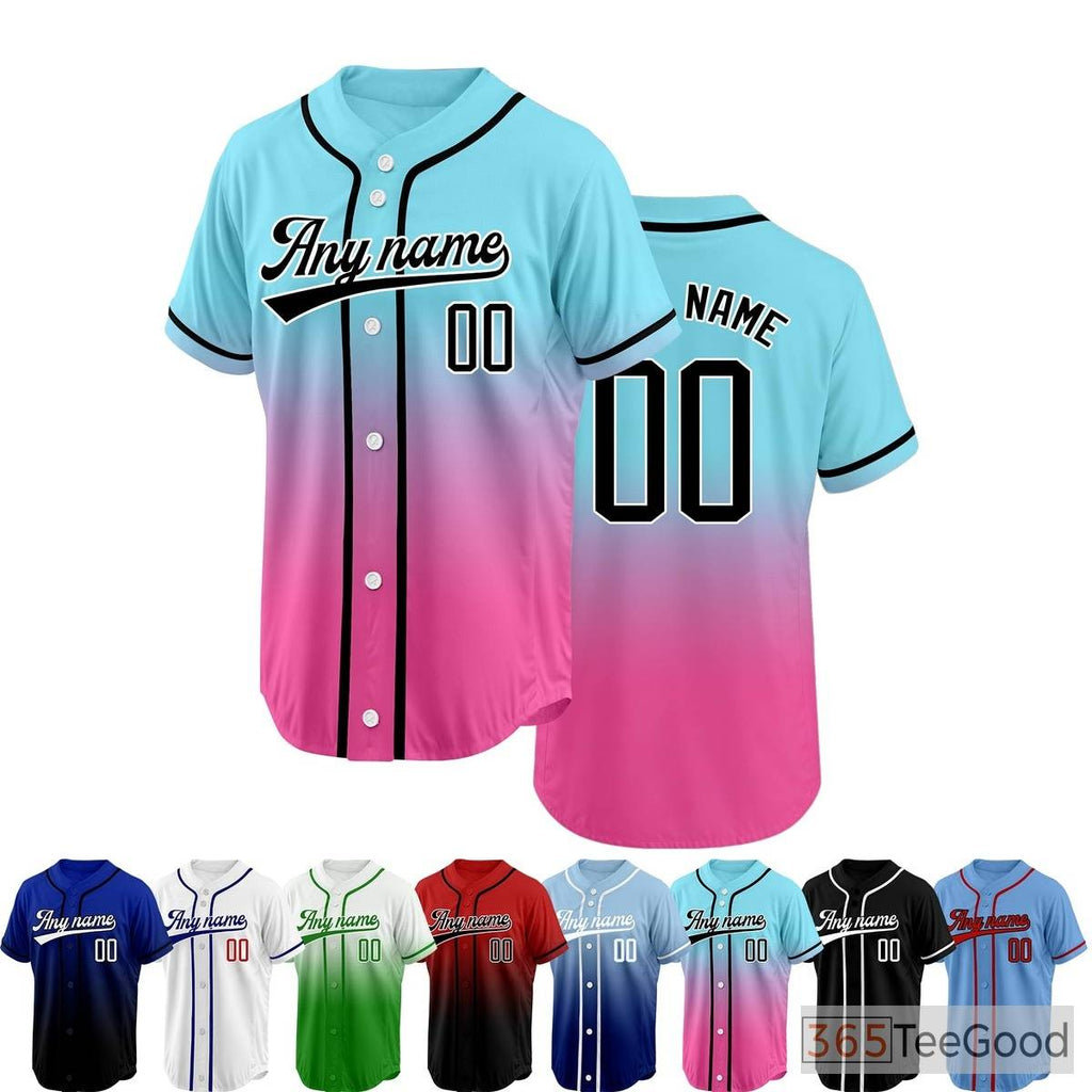 Blue and Pink Baseball Jersey Tee for Men & Women - A playful blend for casual wear