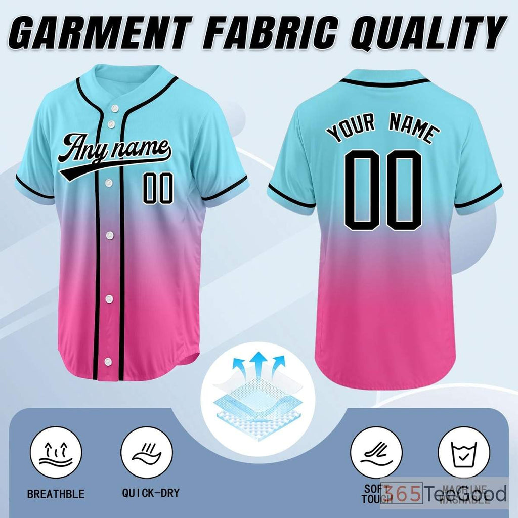 Blue and Pink Baseball Jersey Tee for Men & Women - A playful blend for casual wear
