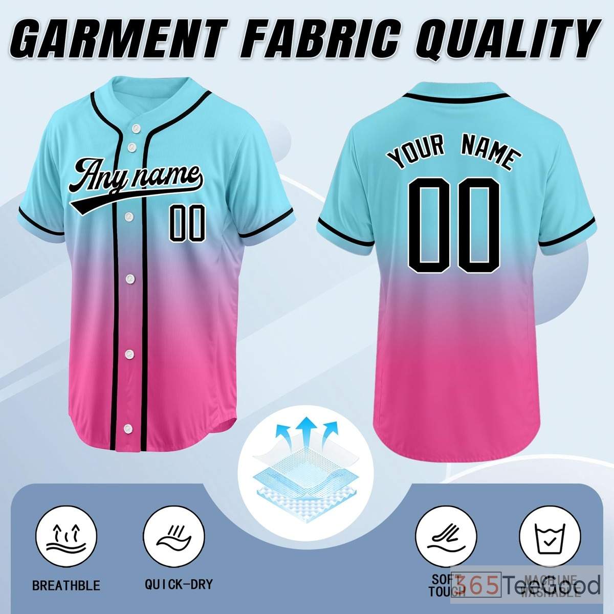 Blue and Pink Baseball Jersey Tee for Men & Women - A playful blend for casual wear