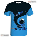 Blue Astronaut Space Basketball Graphic 3D Printed Short Sleeve Unisex Tee Shirt Top