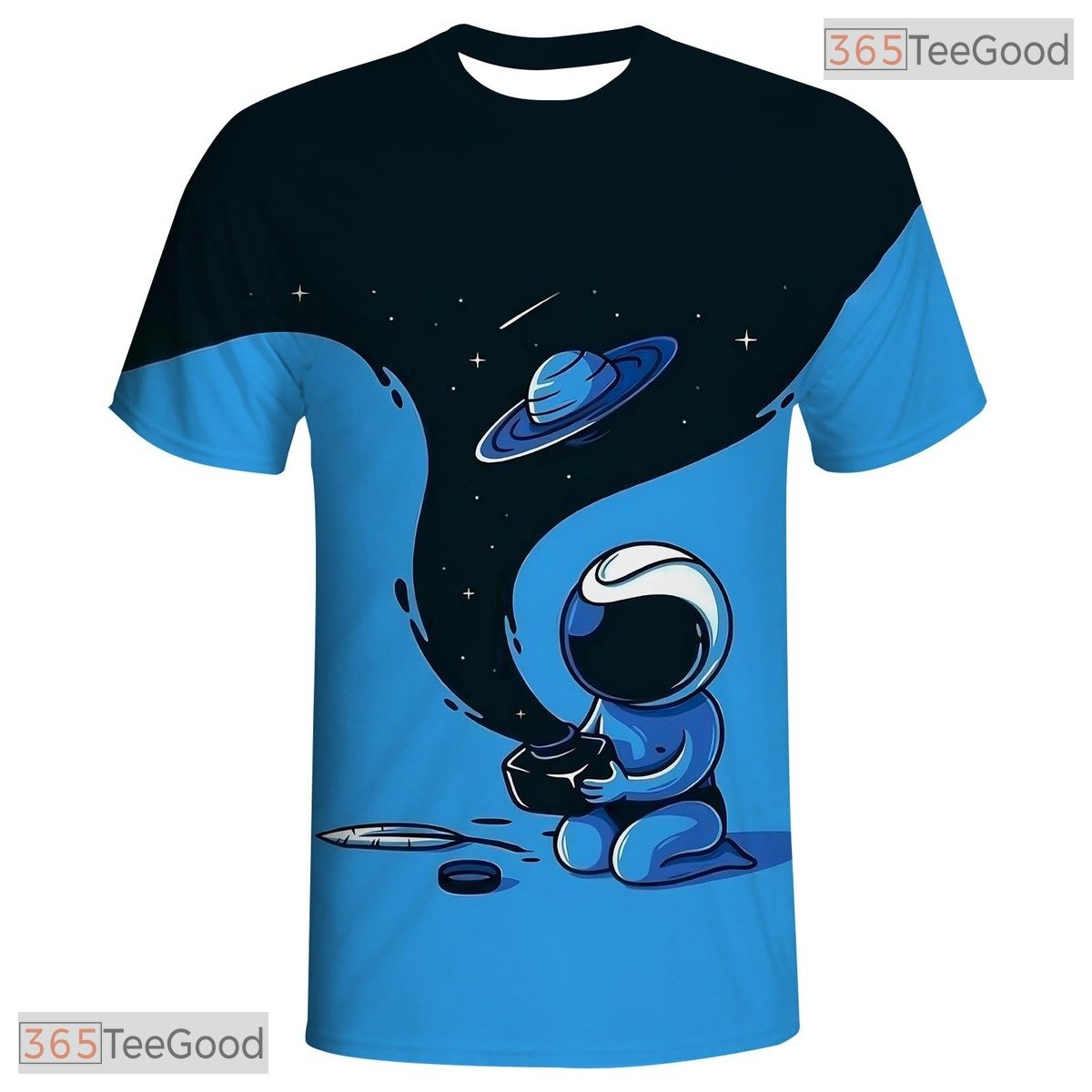 Blue Astronaut Space Basketball Graphic 3D Printed Short Sleeve Unisex Tee Shirt Top