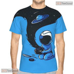 Blue Astronaut Space Basketball Graphic 3D Printed Short Sleeve Unisex Tee Shirt Top