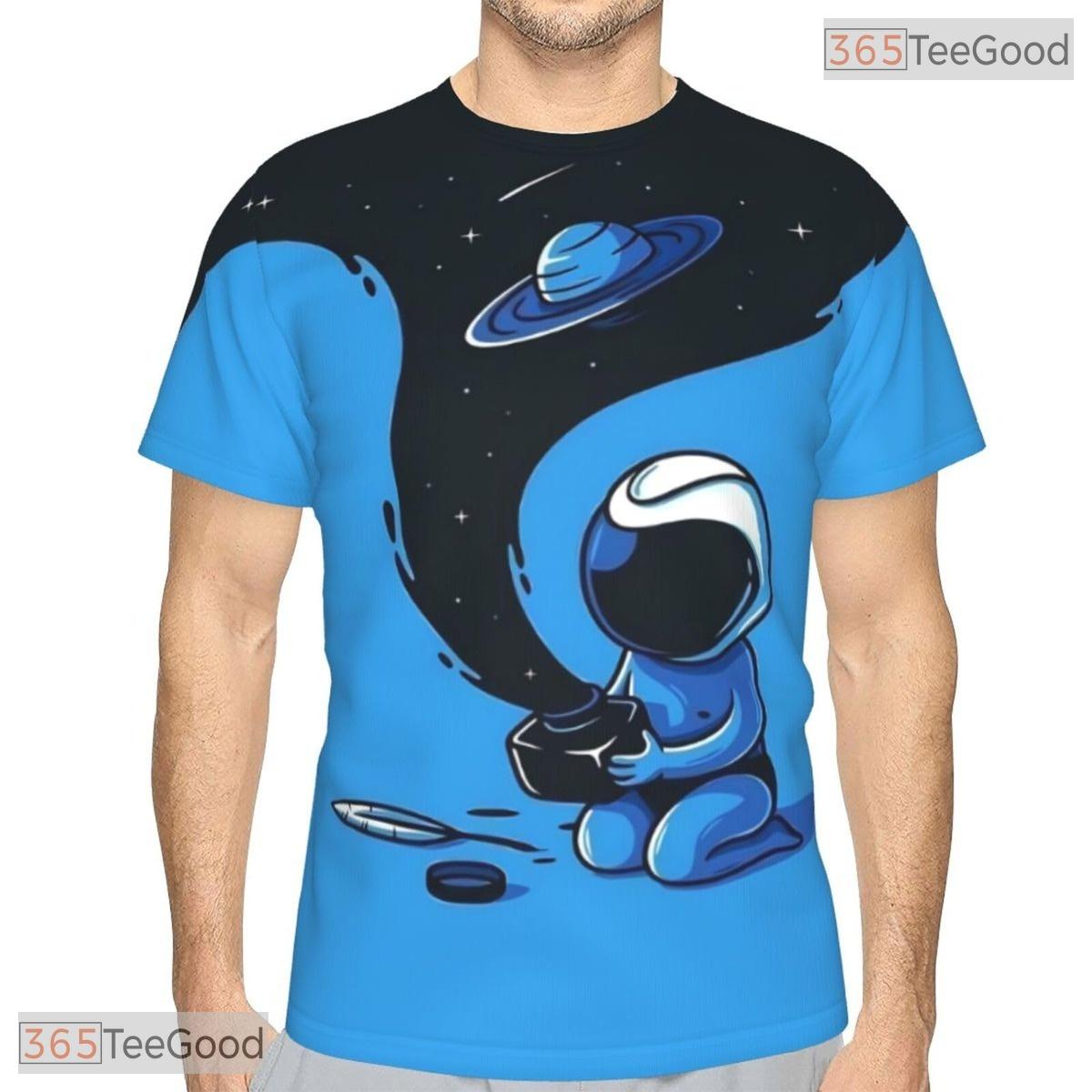 Blue Astronaut Space Basketball Graphic 3D Printed Short Sleeve Unisex Tee Shirt Top