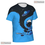 Blue Astronaut Space Basketball Graphic 3D Printed Short Sleeve Unisex Tee Shirt Top