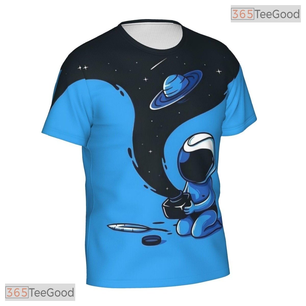 Blue Astronaut Space Basketball Graphic 3D Printed Short Sleeve Unisex Tee Shirt Top