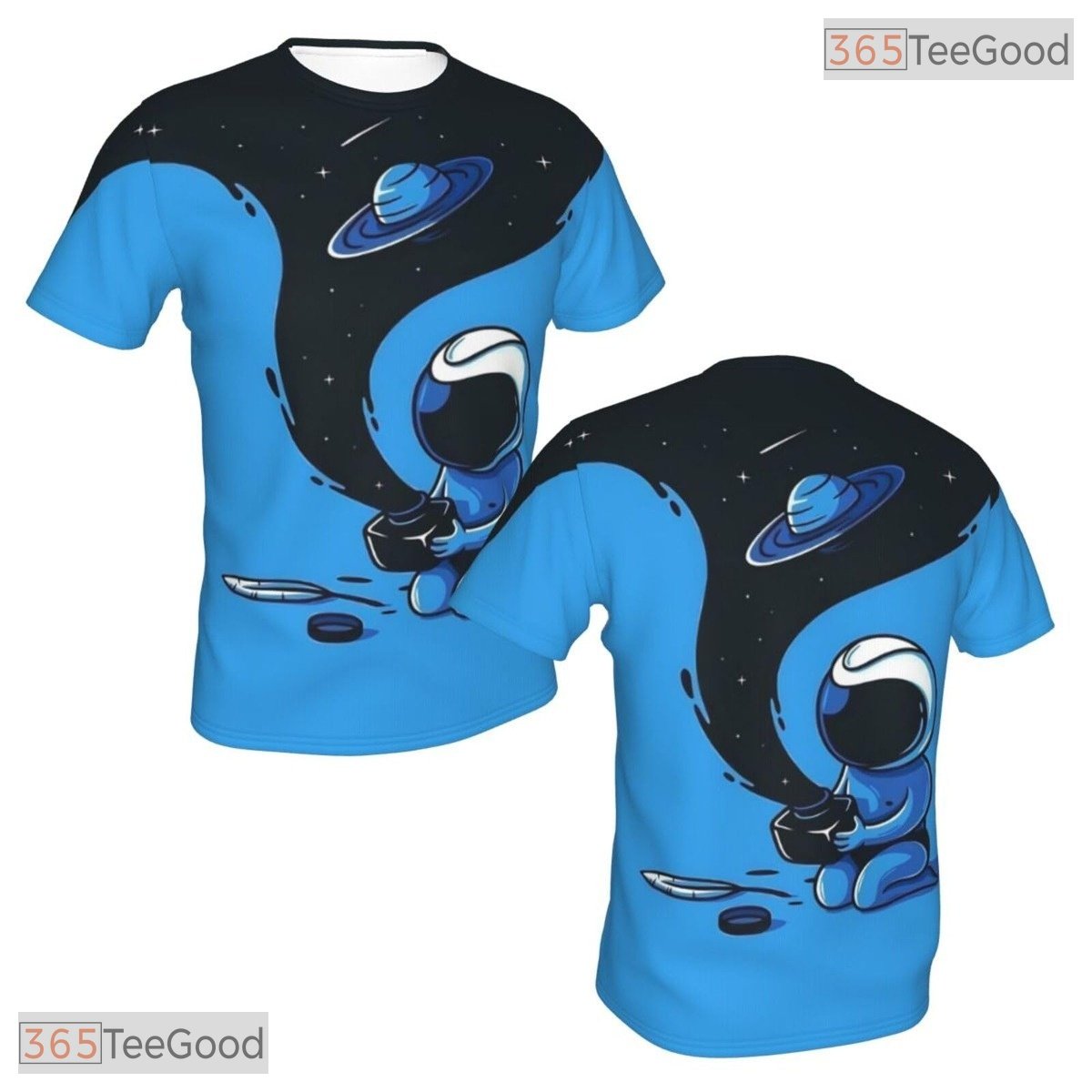 Blue Astronaut Space Basketball Graphic 3D Printed Short Sleeve Unisex Tee Shirt Top