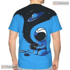 Blue Astronaut Space Basketball Graphic 3D Printed Short Sleeve Unisex Tee Shirt Top