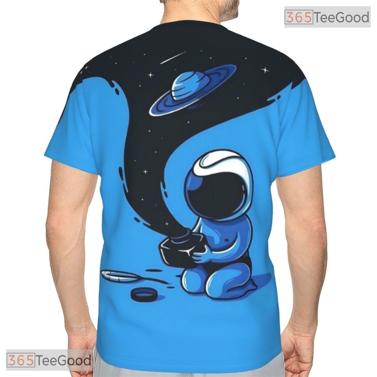 Blue Astronaut Space Basketball Graphic 3D Printed Short Sleeve Unisex Tee Shirt Top